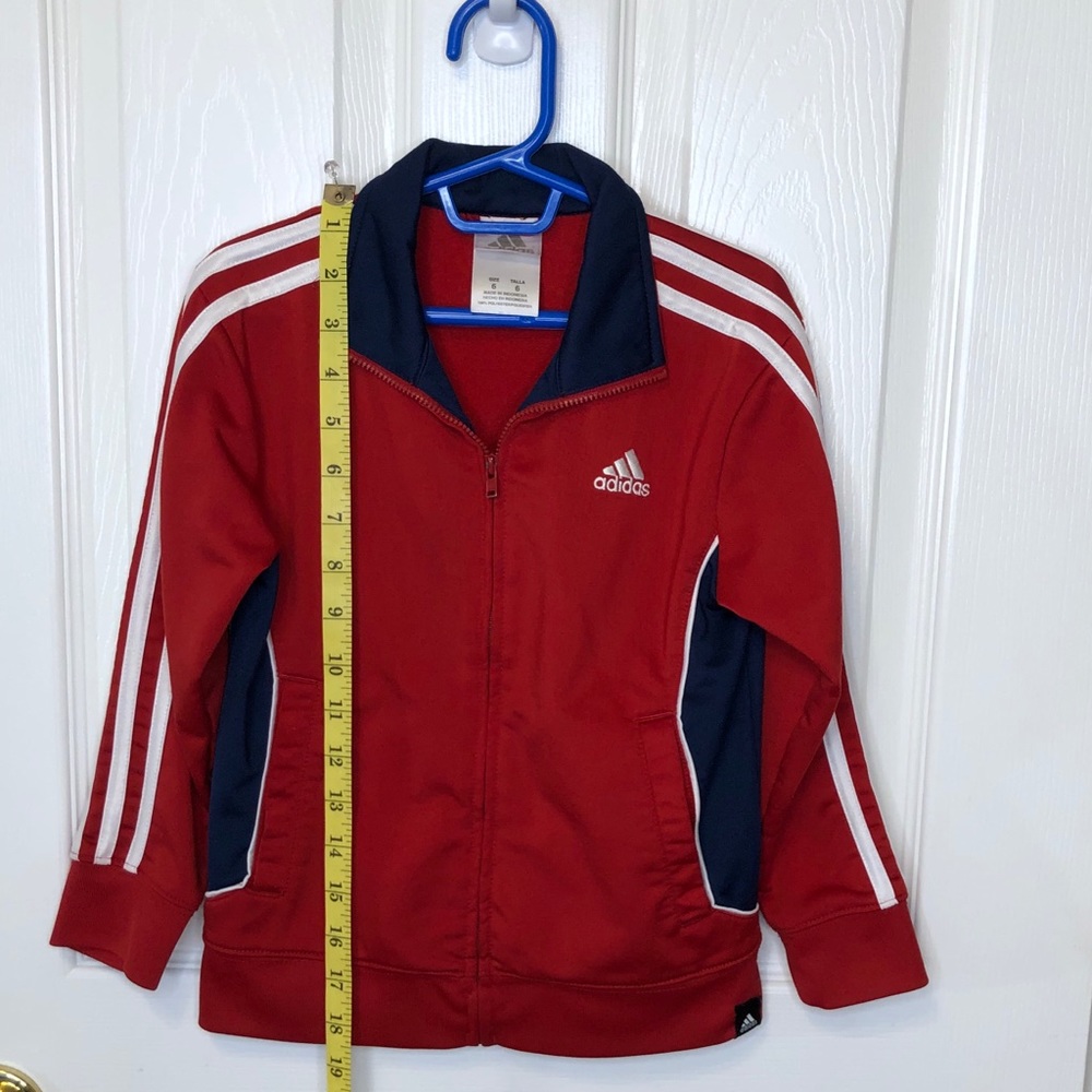 Boys size 6 Adidas Indicator Full Zip Red School Jacket Coat - Picture 3 of 6